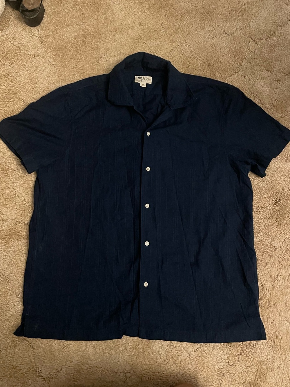 J. Crew Navy Short-Sleeve Camp Collar Button-Down Shirt